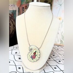 Silpada Sterling Silver Enamel Floral Paisley Pendant Necklace 24”